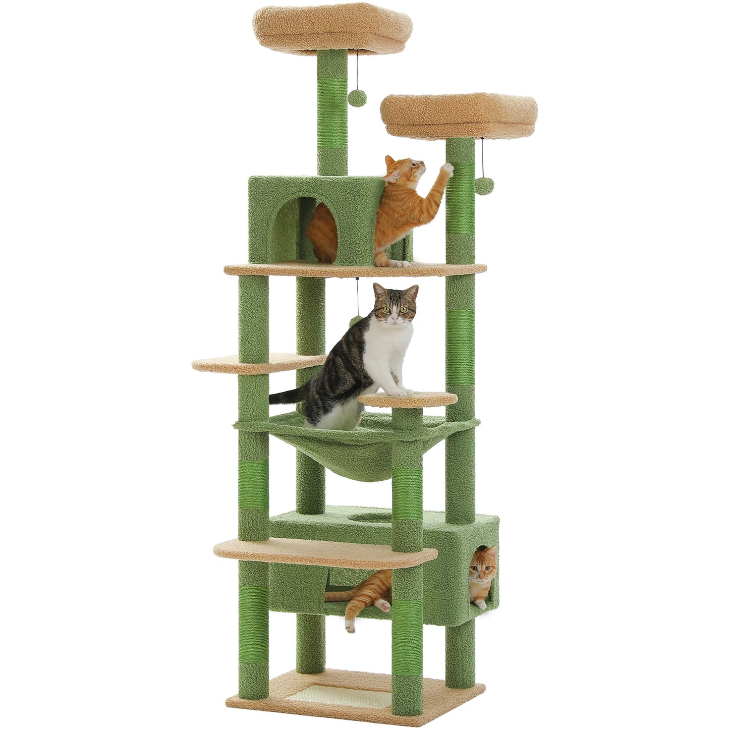 PEQULTI Cat Tree Tower With Scratching Posts Board Hammock Condo