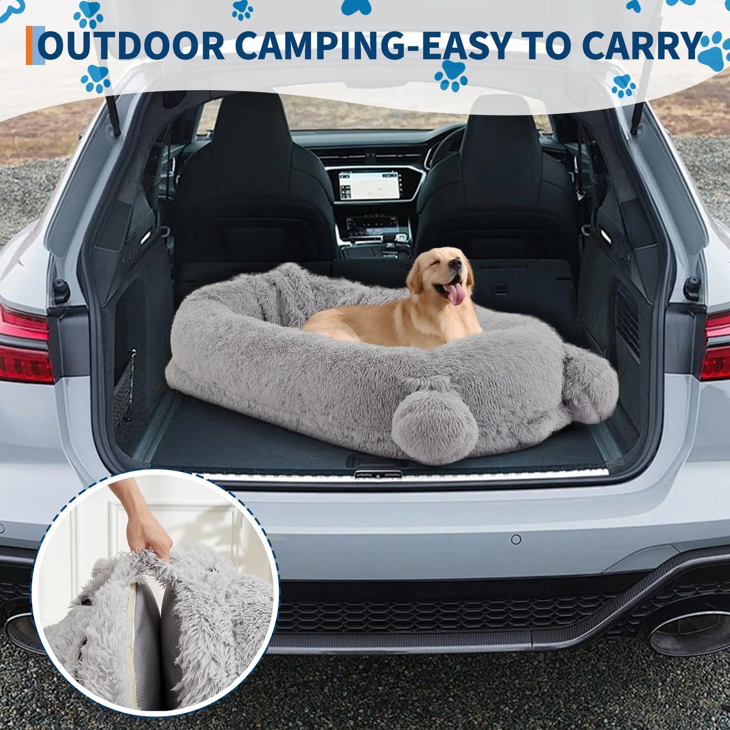 HiMISSCN Dog Bed With Removable Cover Blanket And Storage Pockets