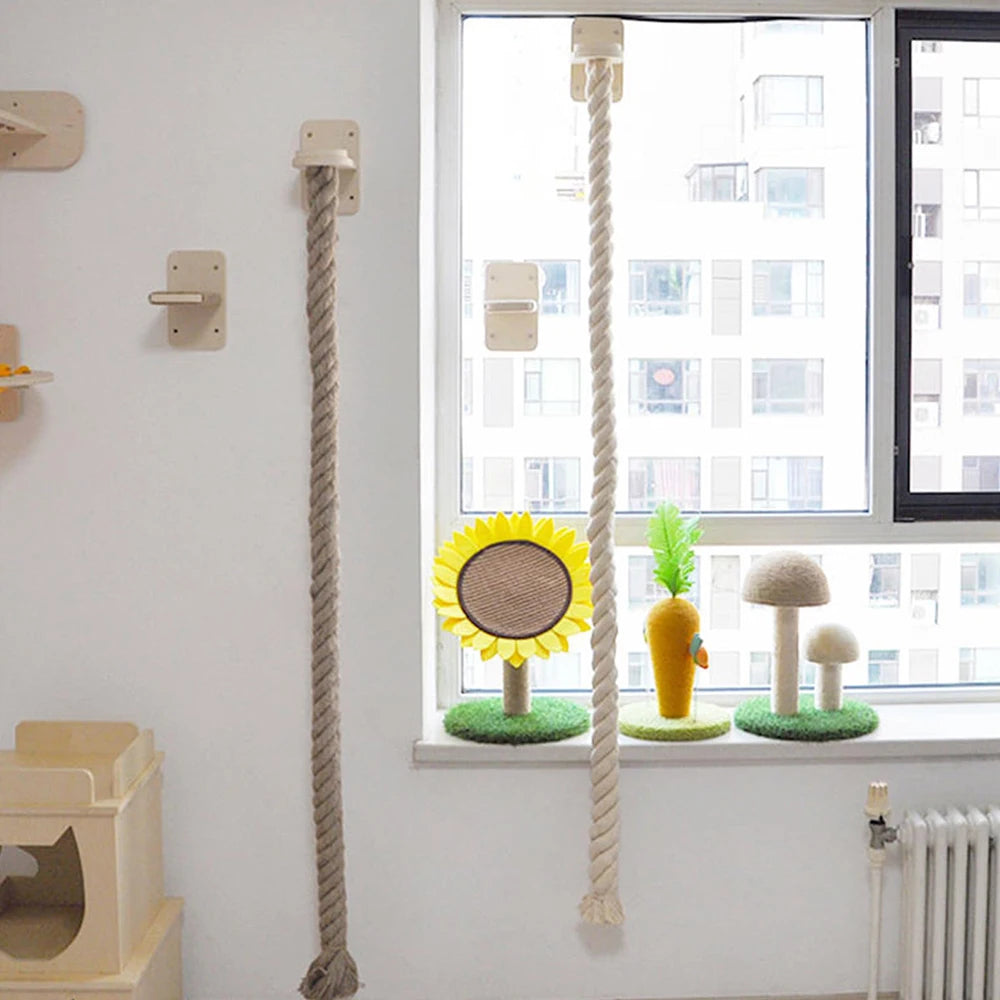 Petravel Cat Climbing Shelf And Rope Tree Wall Scratching Post