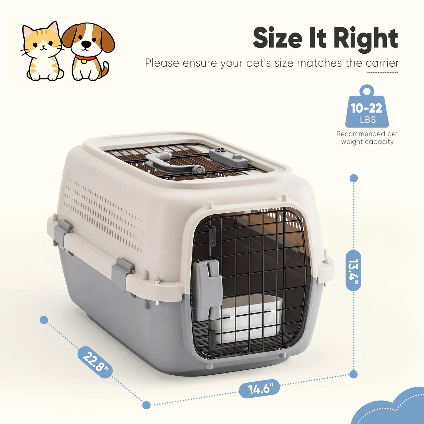 Pet Carrier Travel Crate For Small Dogs Cats With Security Latches