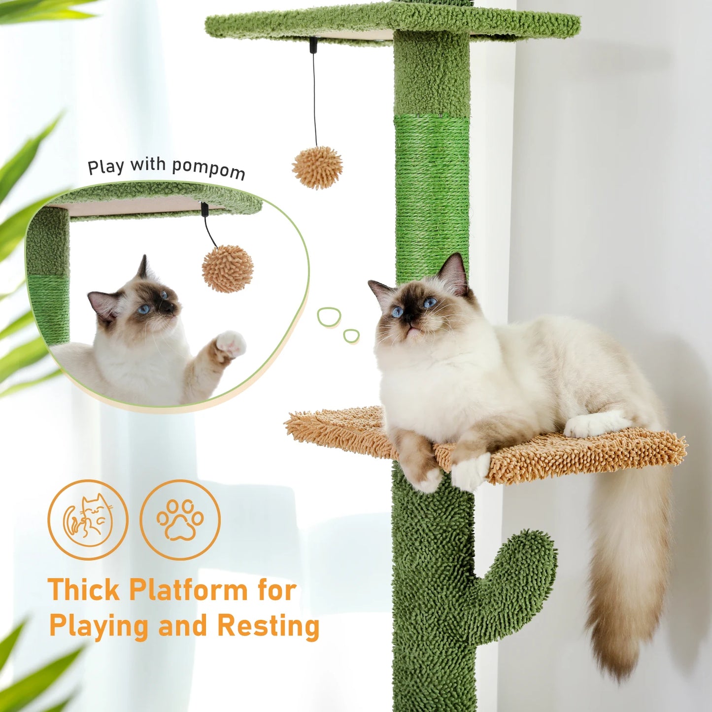 PAWZ Road Cat Tree 5-Tier Floor To Ceiling Tower Indoor