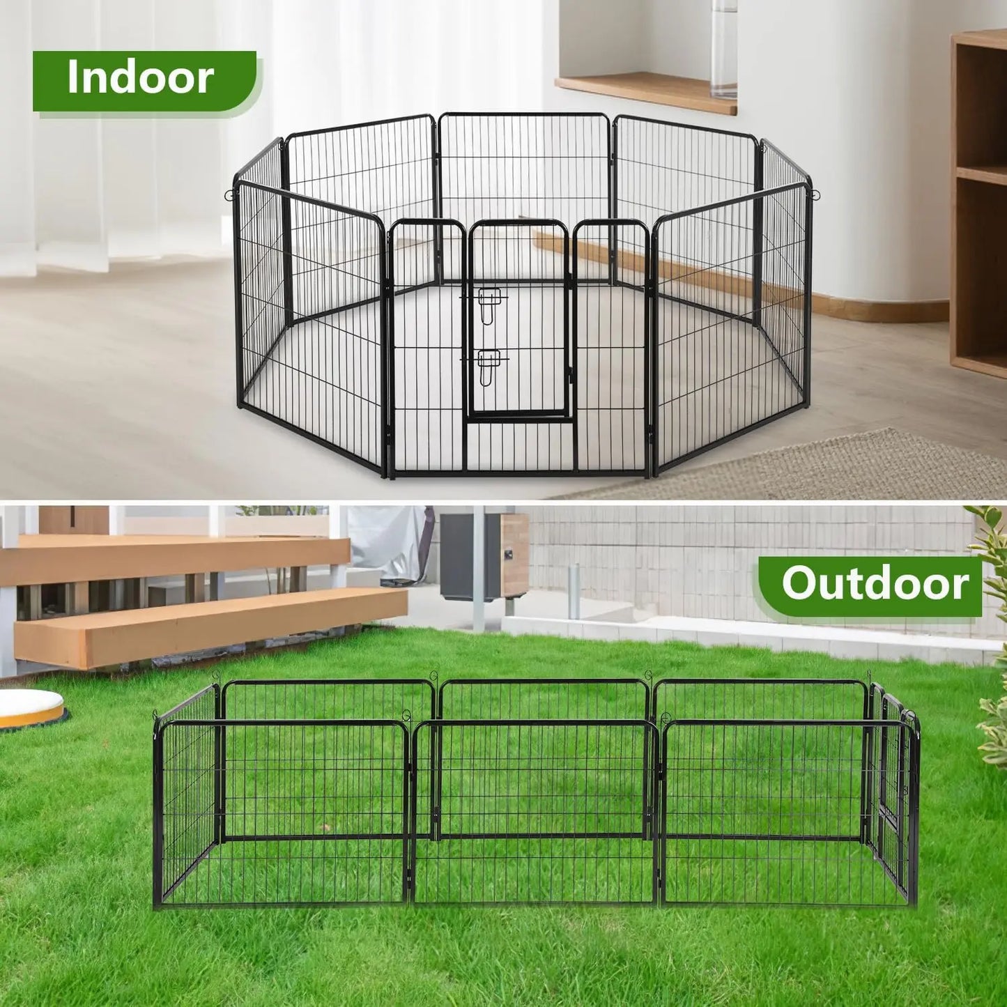Heavy Duty Dog Playpen 8 Panels Rust Resistant Metal Fence