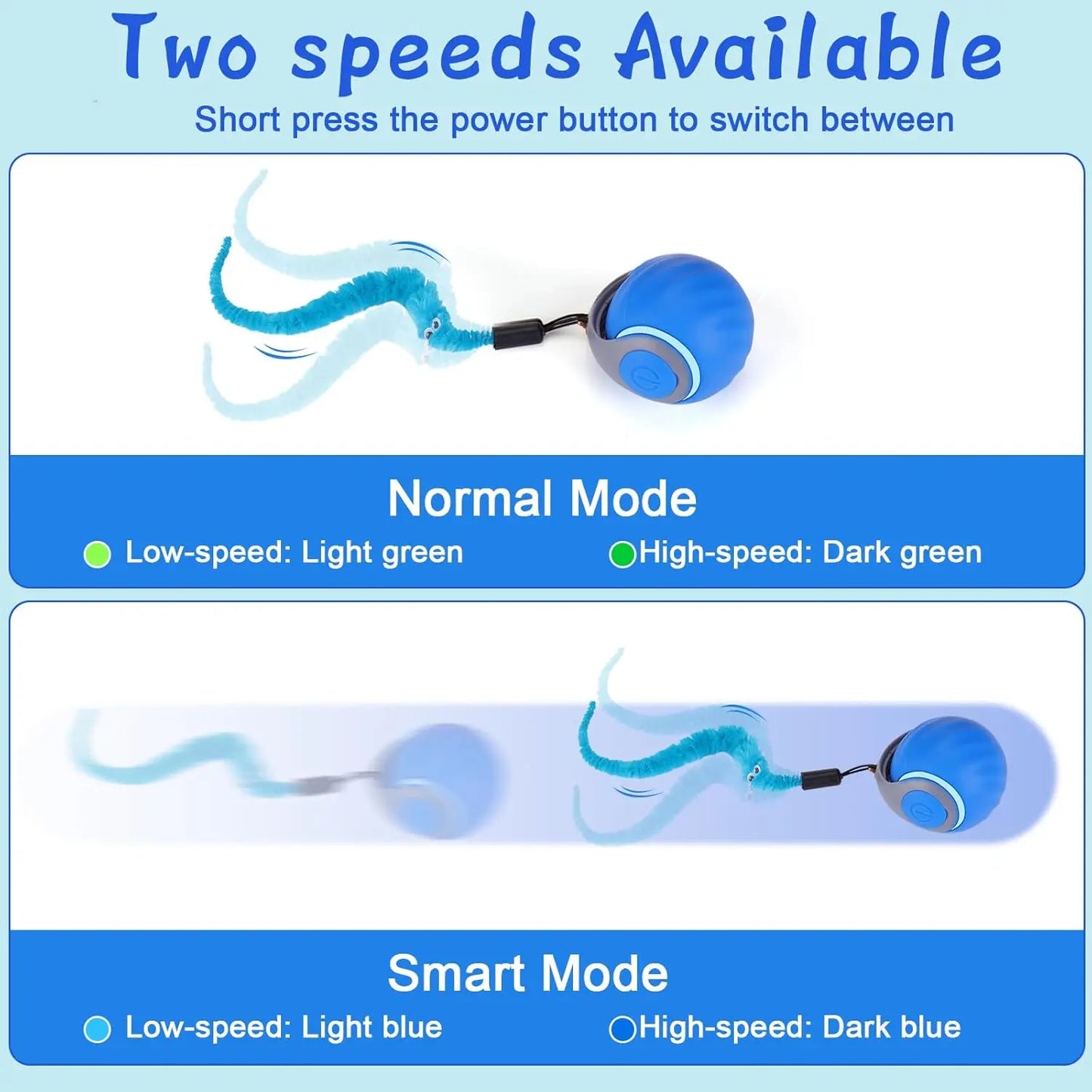 Interactive Cat Toy Ball Indoor Cats Three Tails Two Speeds