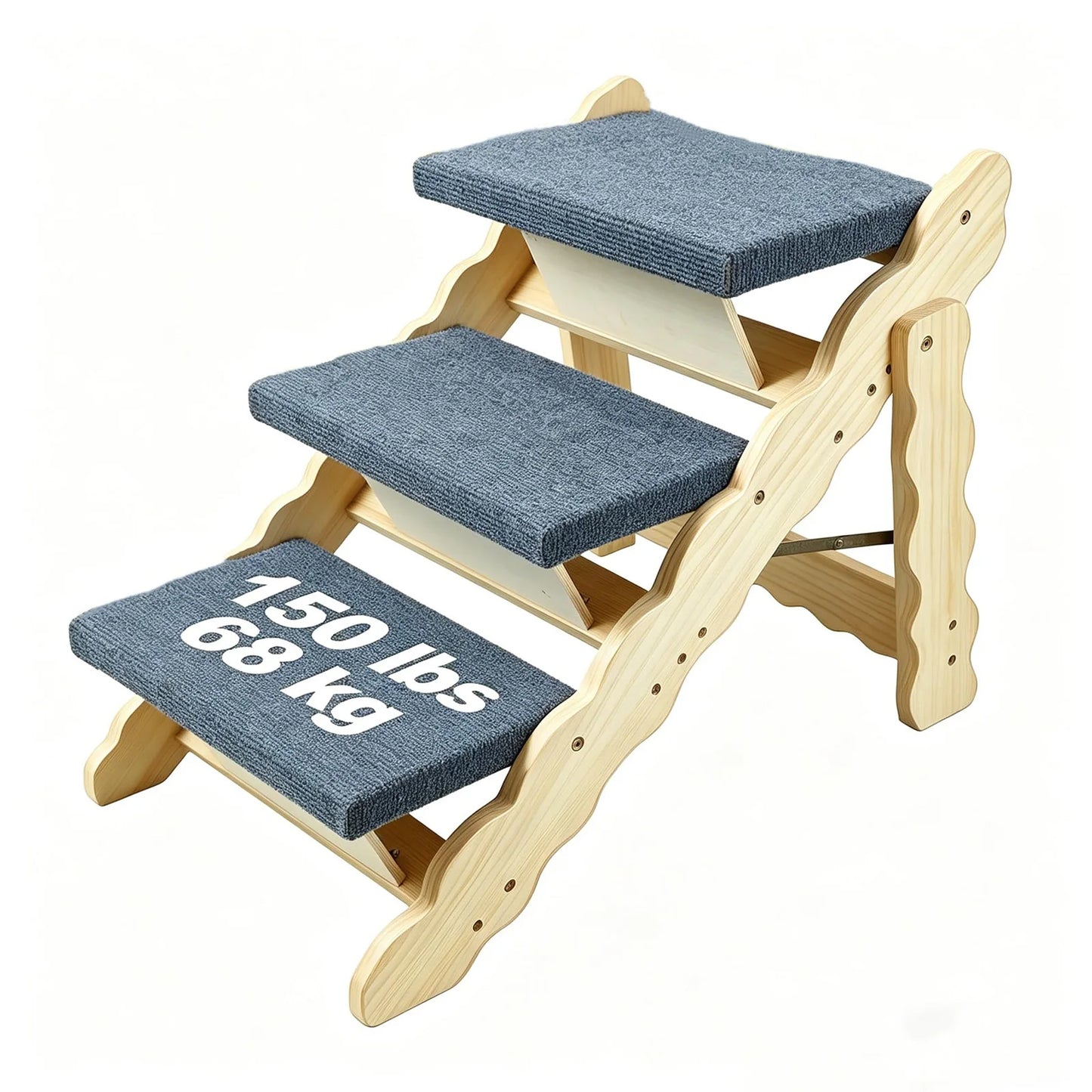 DishyKooker Wooden Pet Stairs And Folding Dog Safety Ramp