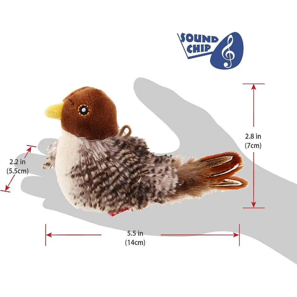 Interactive Cat Toy Bird Squeaky Chirping With Feather Tail