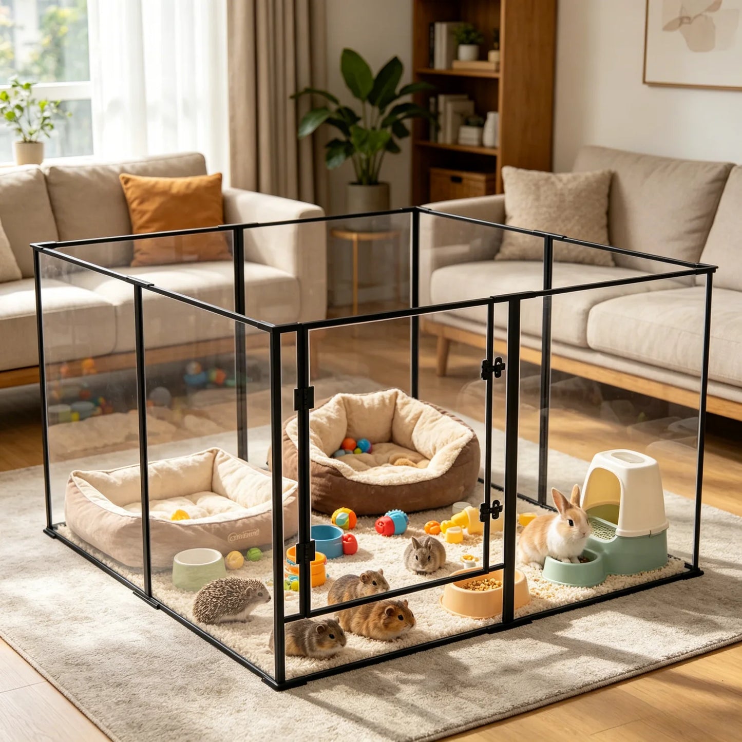 BINGOPAW 8 Panel Clear Acrylic Dog Playpen And Exercise Fence