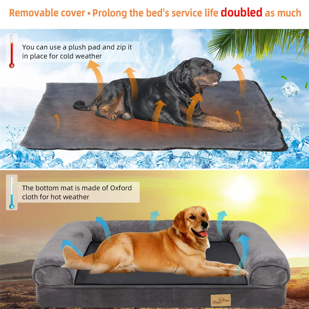 BORWARTCN Calming Orthopedic Memory Foam Dog Bed With Waterproof Cover