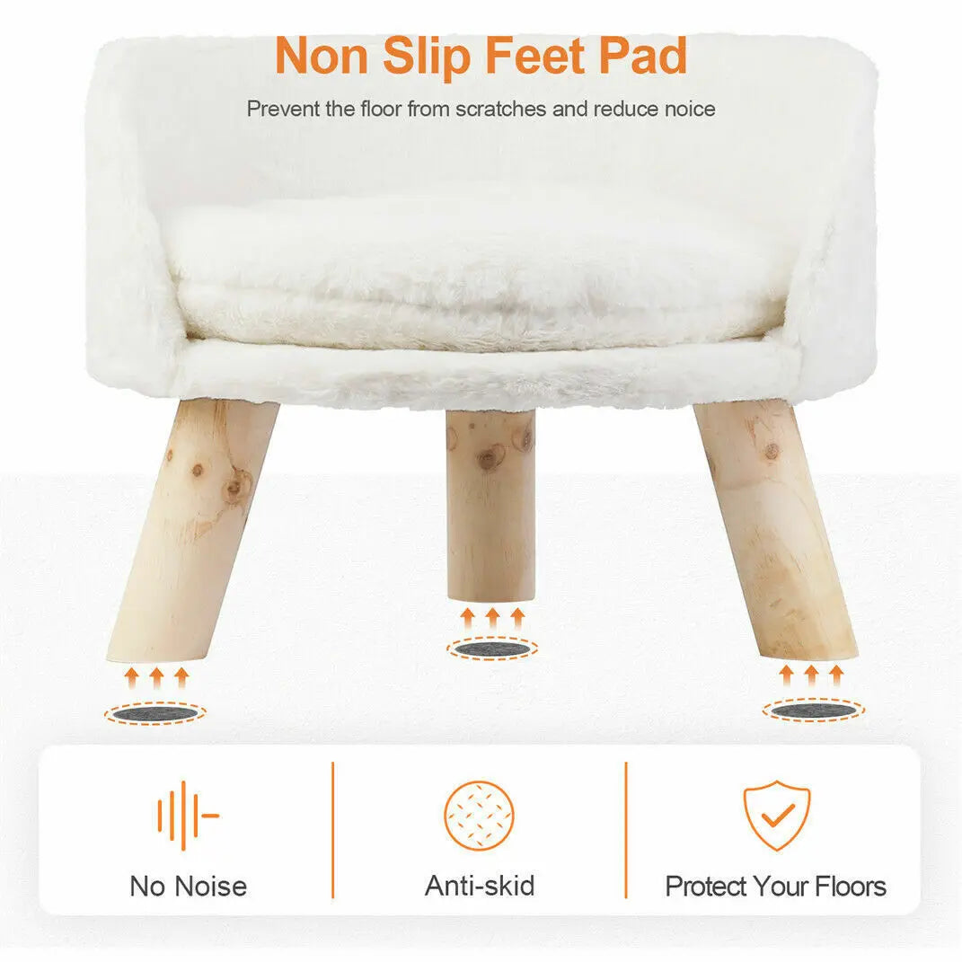 Luxury Plush Cat Bed With Wood Legs And Cushion