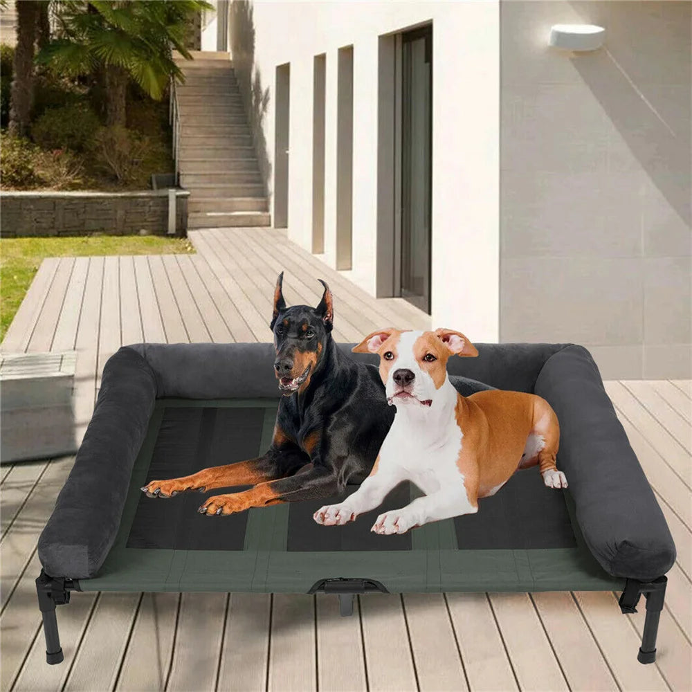 BORWART CN Outdoor Raised Dog Bed With Cooling Plush Mat