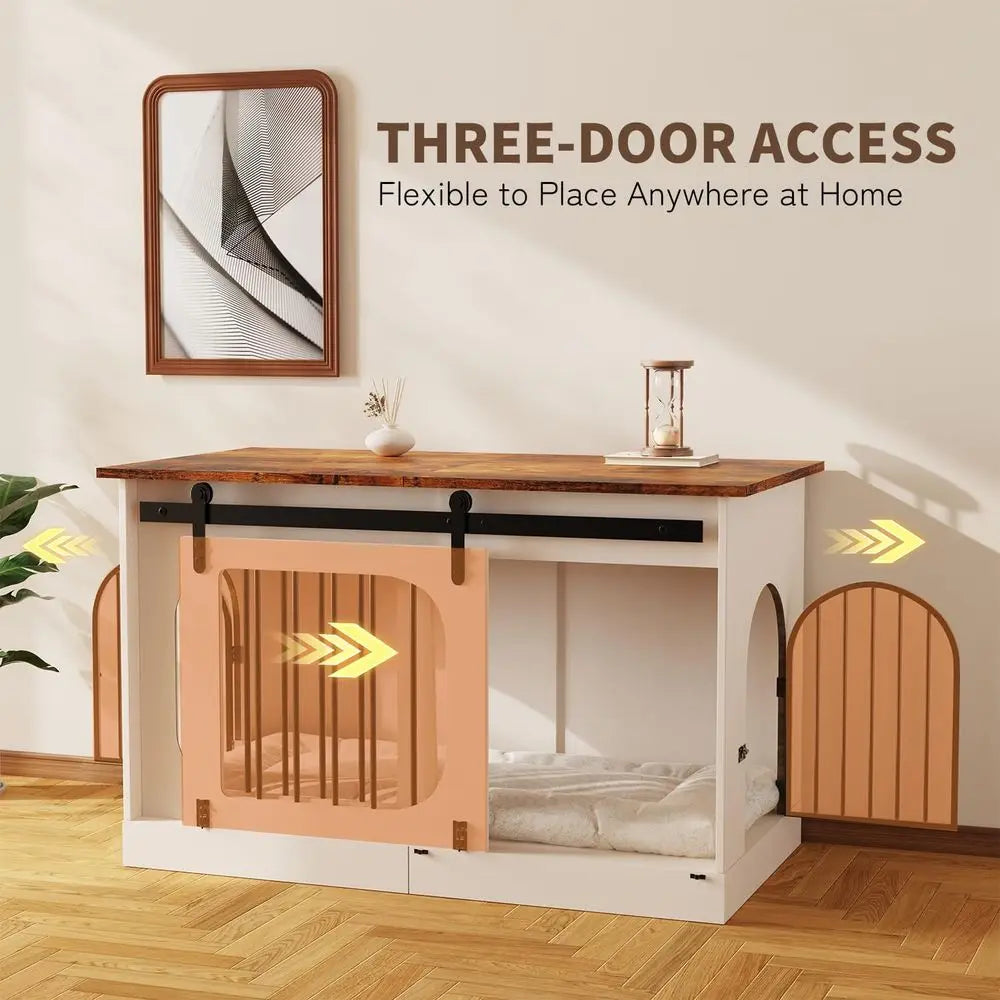 Farmhouse Style Dog Kennel Furniture Indoor Crate With Cushion