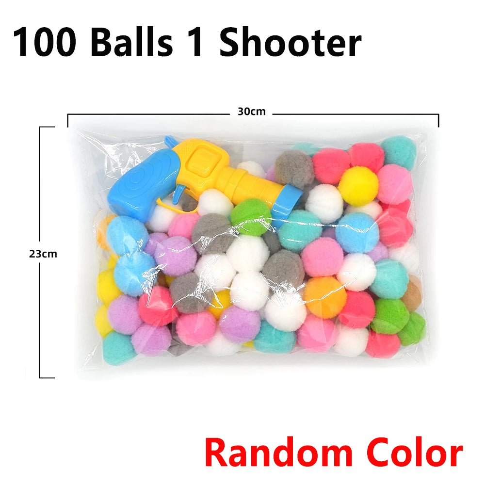 Interactive Cat Plush Ball Shooting Gun Launcher Toy