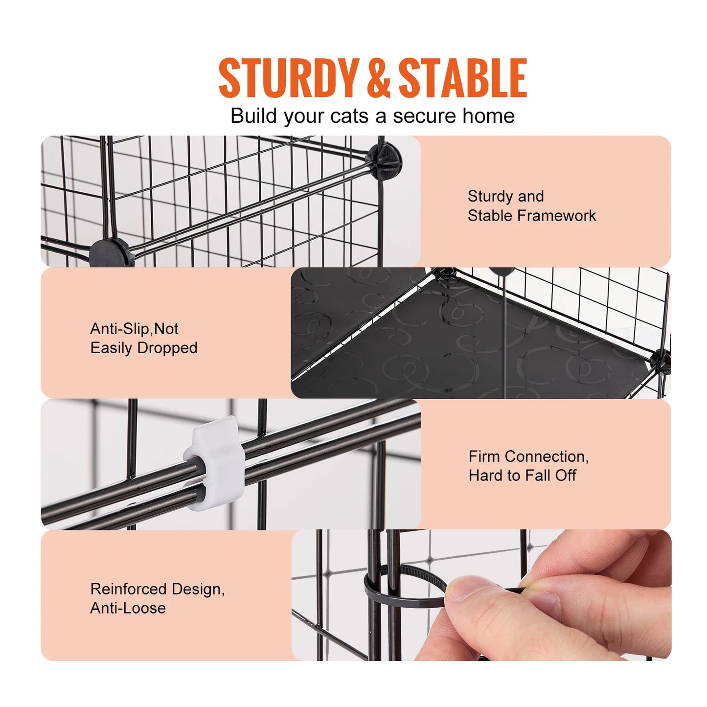 SucceBuy Detachable Metal Wire Cat Cage With Hammock Ramp