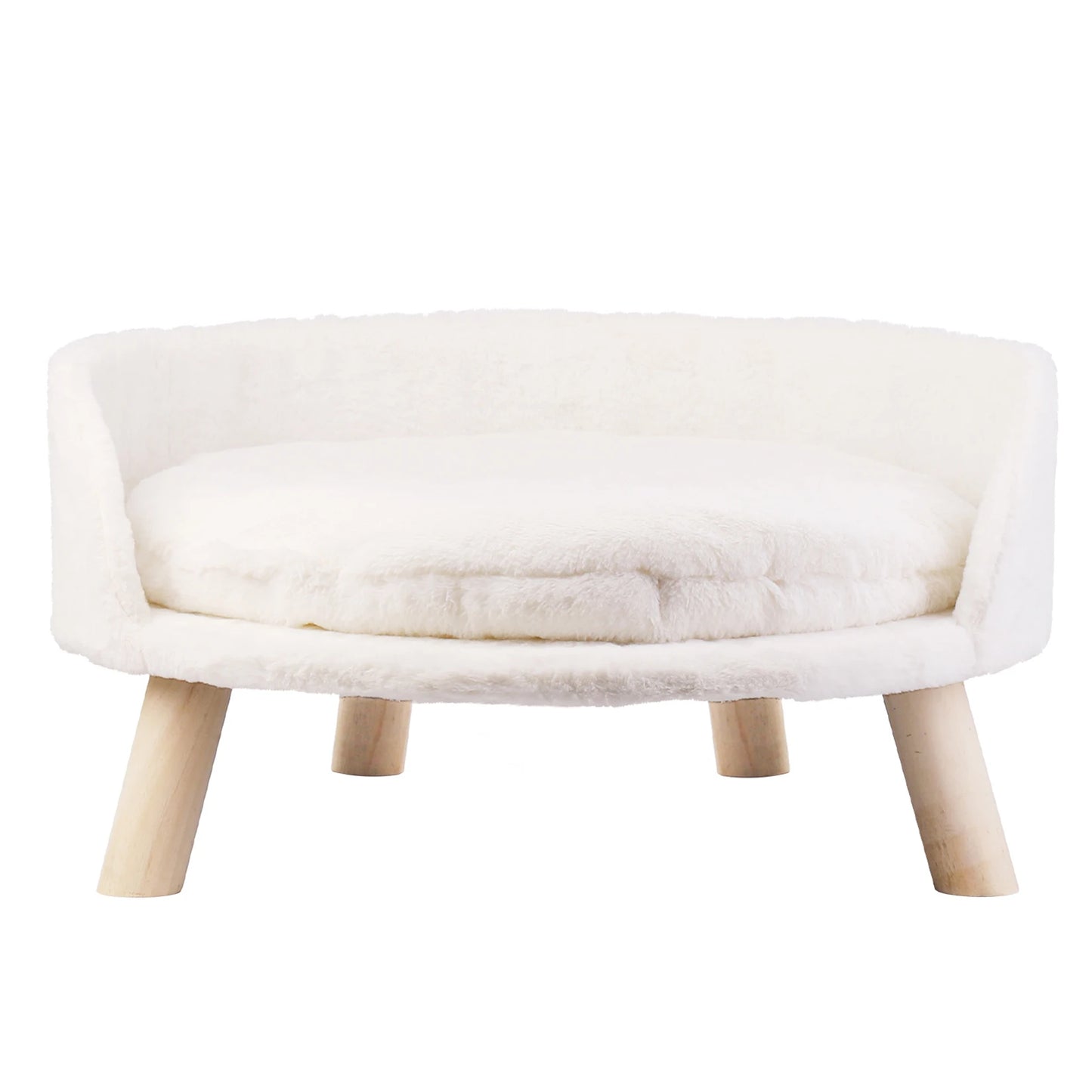 Luxury Plush Cat Bed With Wood Legs And Cushion