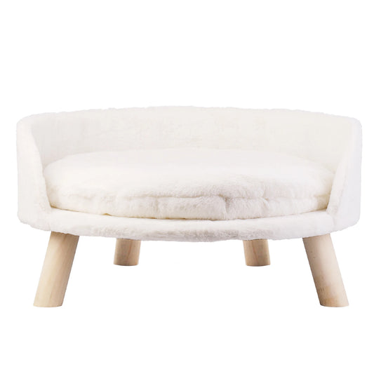 Luxury Plush Cat Bed With Wood Legs And Cushion