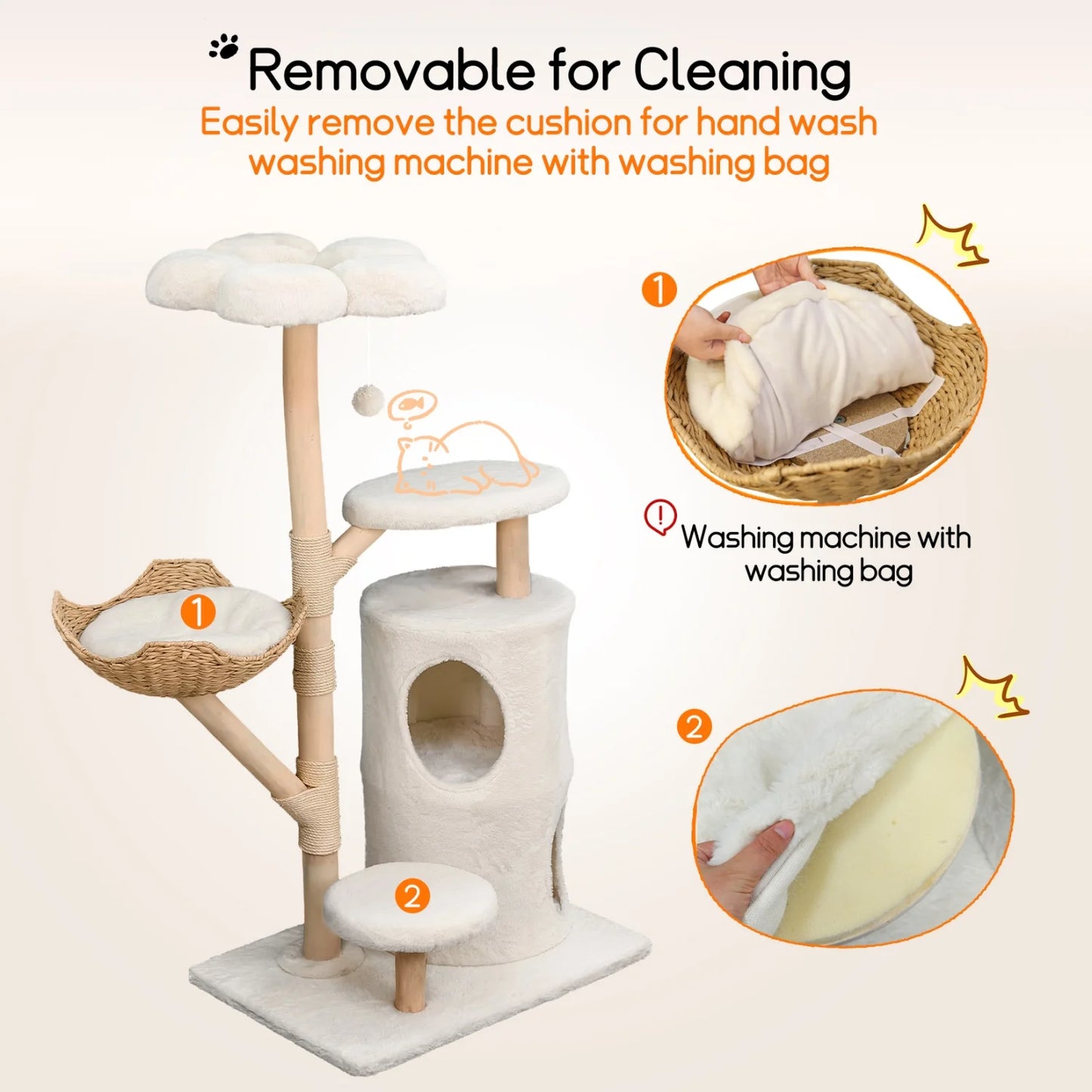 BINGOPAW Multi Level Cat Tree With Hanging Ball And Sisal Scratching Posts