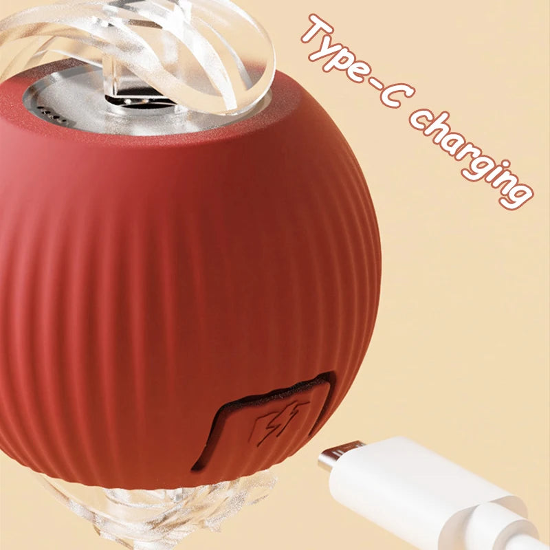 Cat Interactive Ball Toy Automatic Rolling Faux Tail Rechargeable Smart Pet Toy