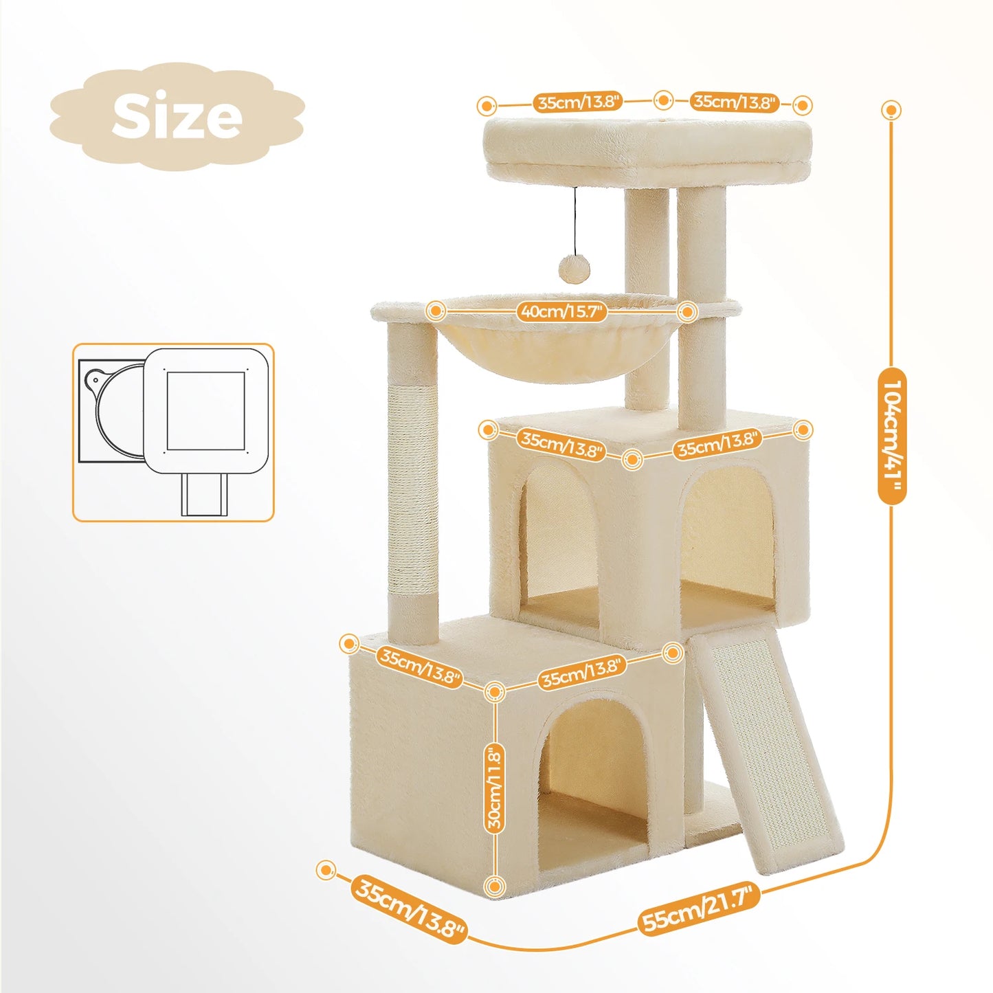 PAWZ Road Cat Tree With Condos And Sisal Scratching Pad