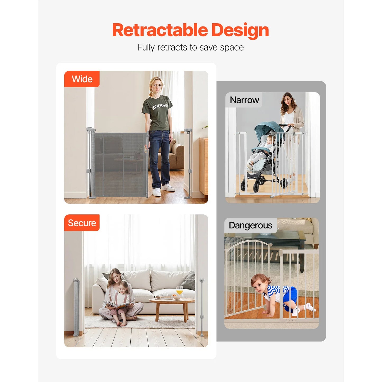 SucceBuy Retractable Baby Gate For Kids And Pets Easy Install