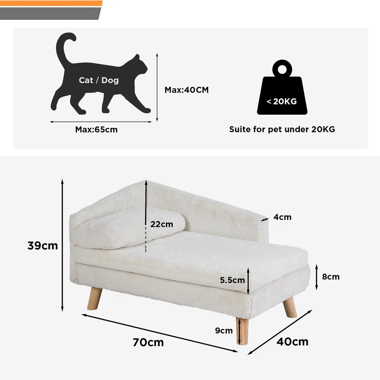 Elevated Wood Pet Bed for Dogs and Cats with Cushion