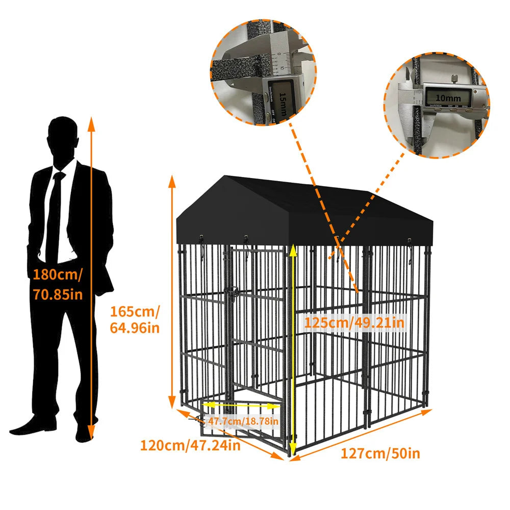 BORWART Heavy Duty Dog Kennel Welded Metal Playpen with Roof