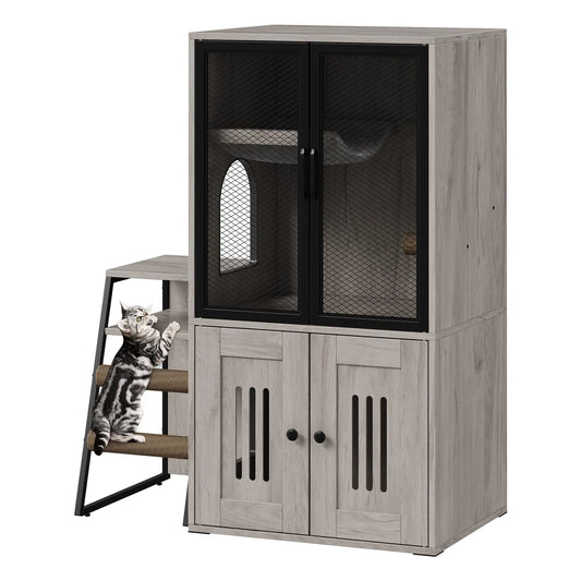 HiMISS CN Enclosed Cat Litter Box Furniture With Odor Control