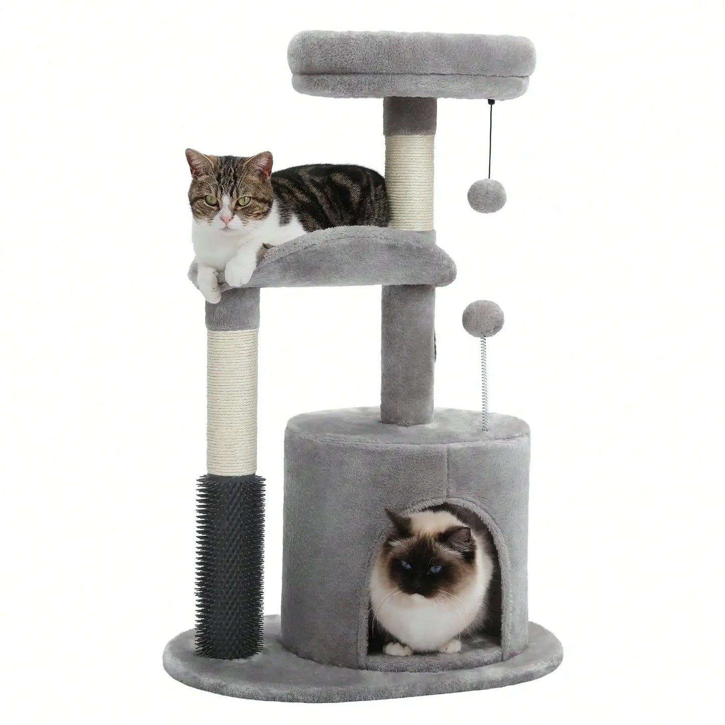 Cat Tree Tower With Self Groomer And Sisal Scratching Post