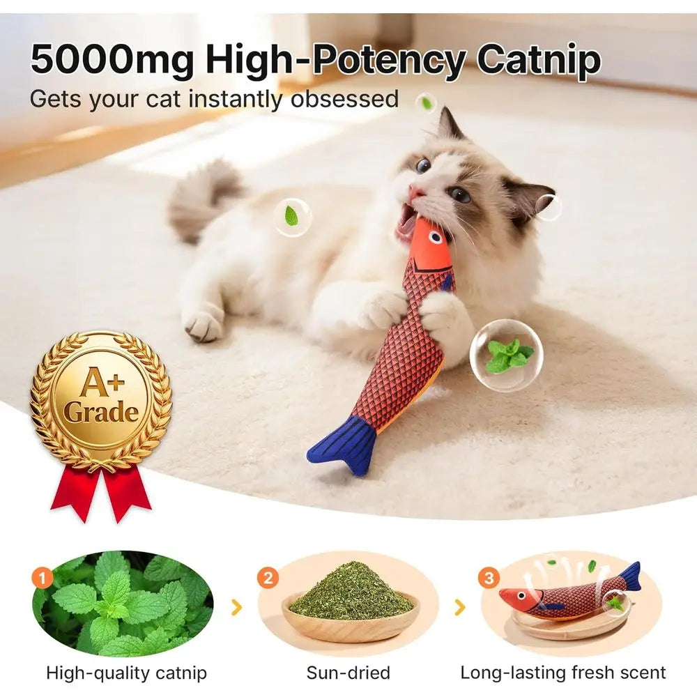 Cat Toys 3 Pack Catnip Crinkle Plush Soft Durable Interactive
