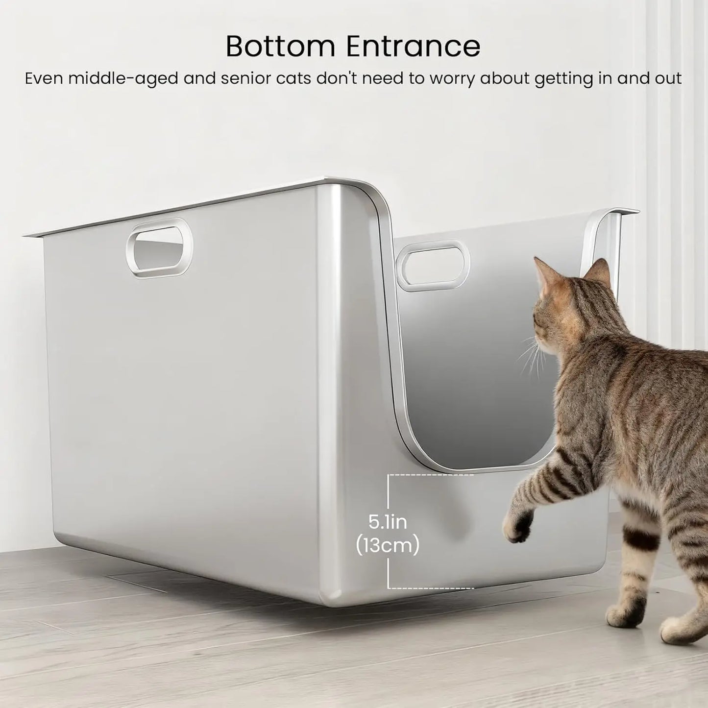 Stainless Steel Cat Litter Box With High Sides And Wheels