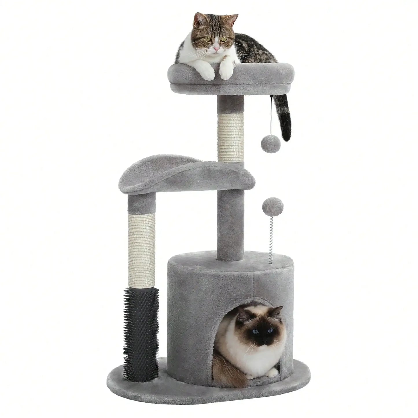 Cat Tree Tower With Self Groomer And Sisal Scratching Post
