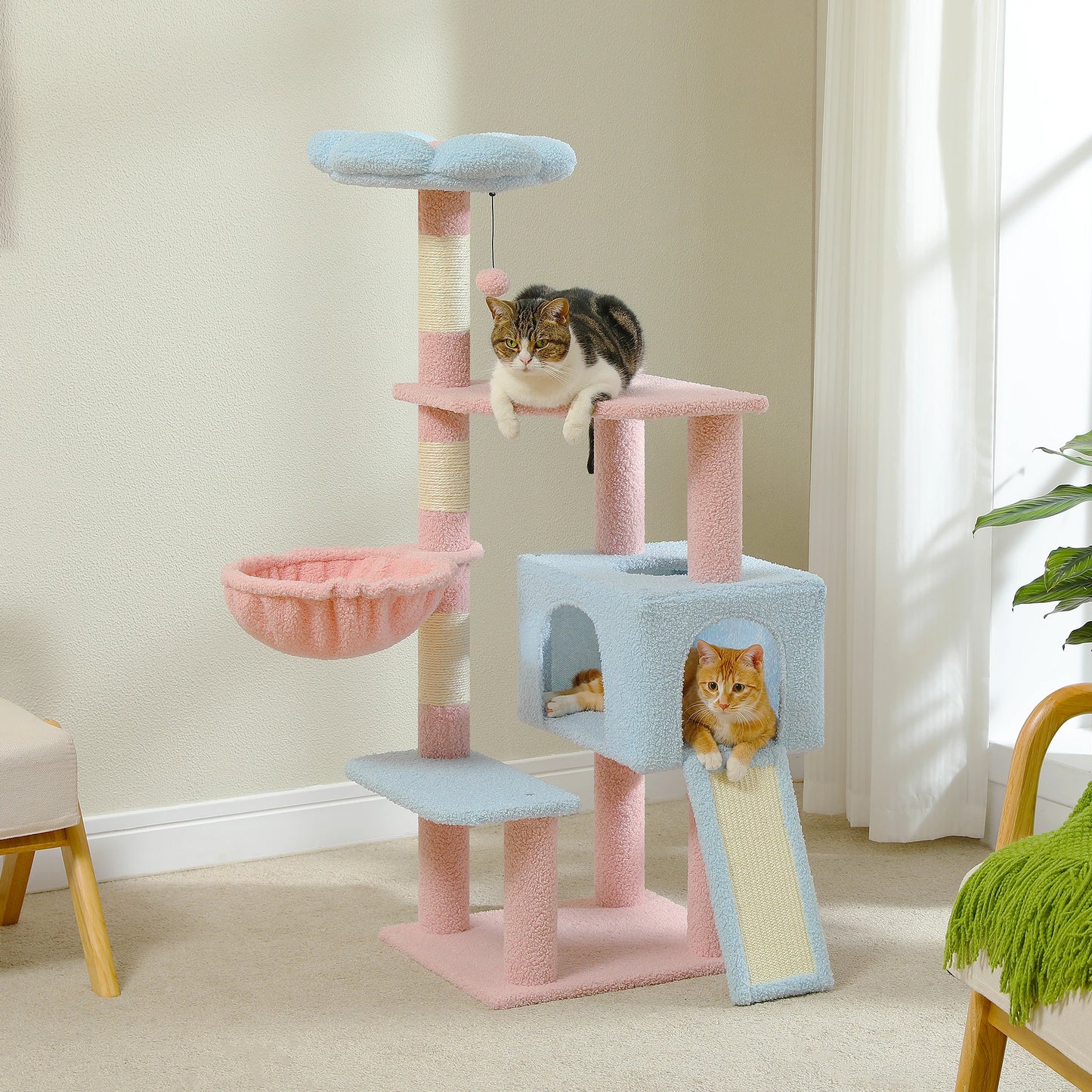 PAWZ Road Flower Cat Tree Multi Level Tower With Sisal Covered Scratching Posts