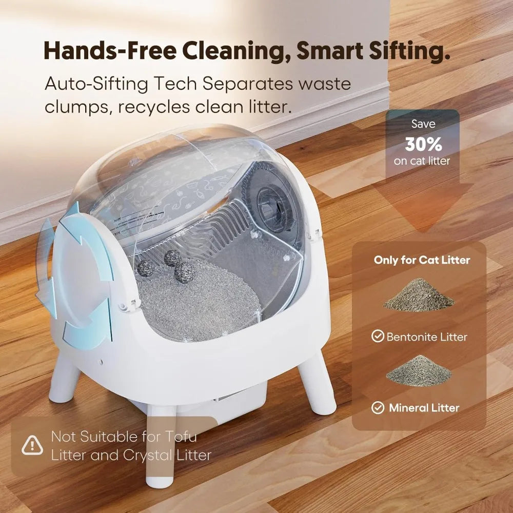 Self Cleaning Cat Litter Box Automatic For Multiple Cats Sensors