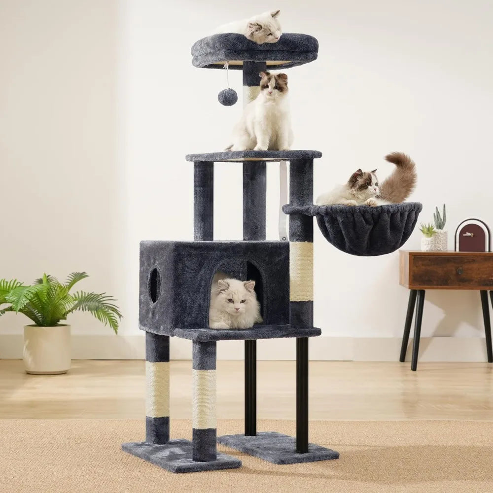 NBVCX Multi Level Cat Tower With Hidden Condo Sisal Posts