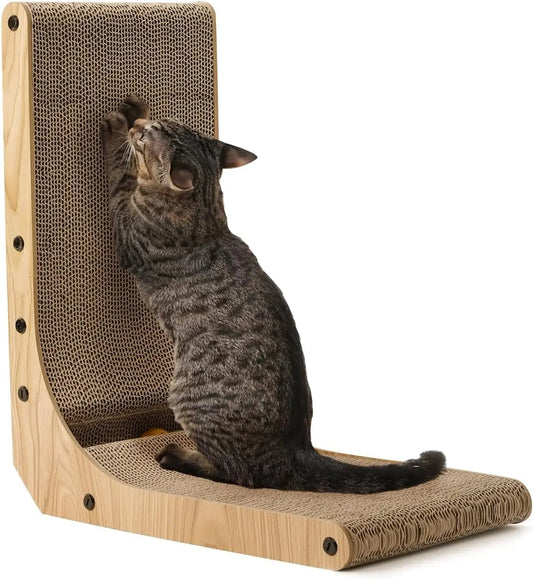 L Shaped Wall Mounted Cat Scratcher With Ball Toy Pad