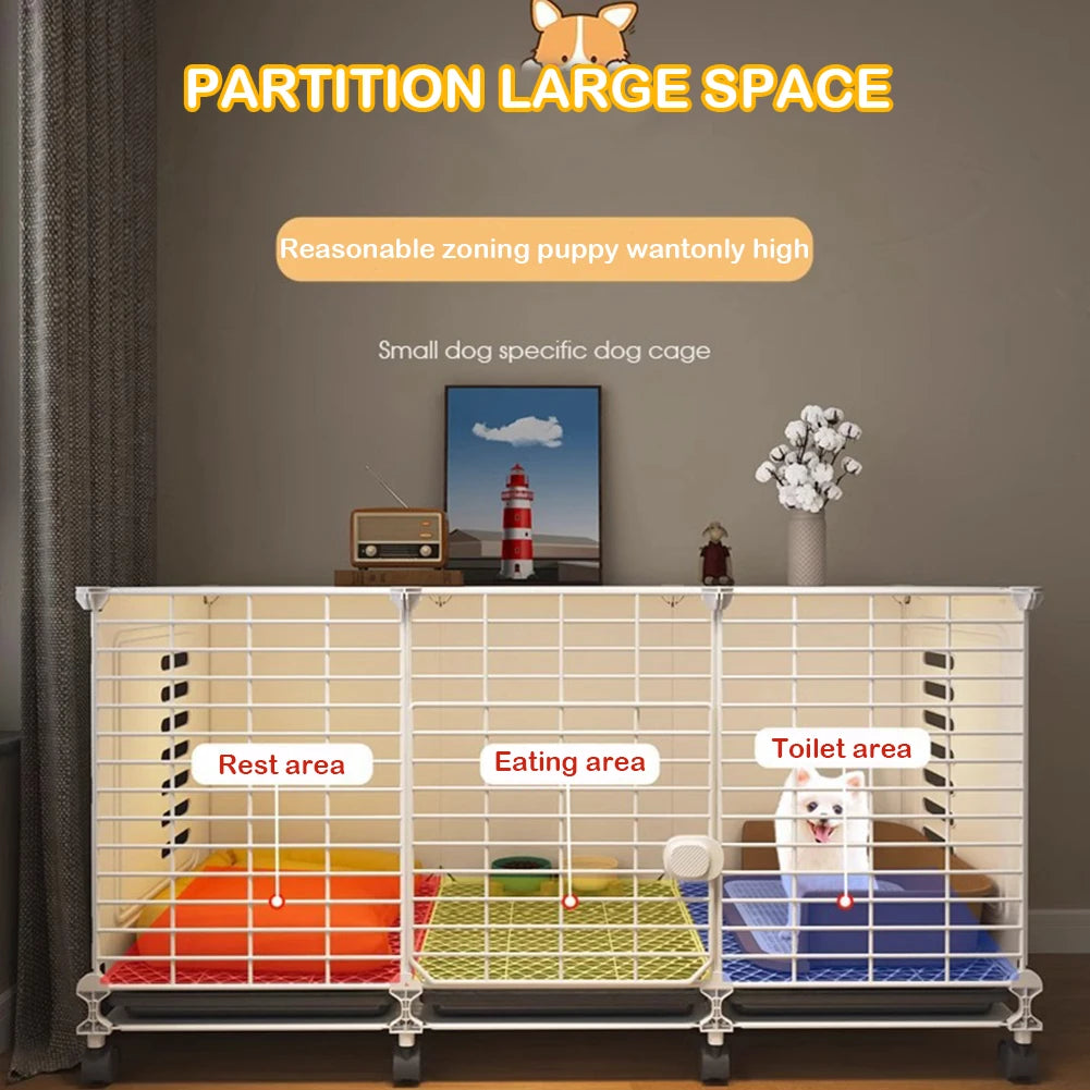 Dog Kennel With Wheels And Tray Indoor Wire Crate Durable