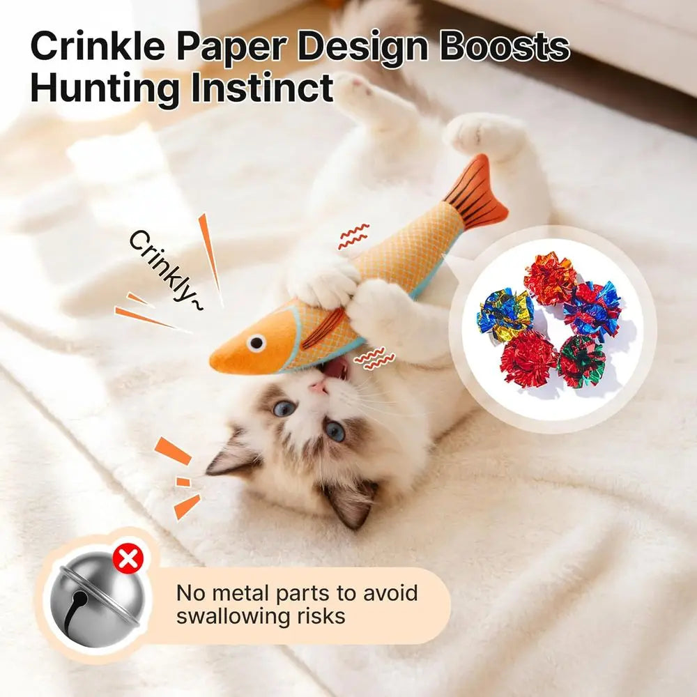 Cat Toys 3 Pack Catnip Crinkle Plush Soft Durable Interactive