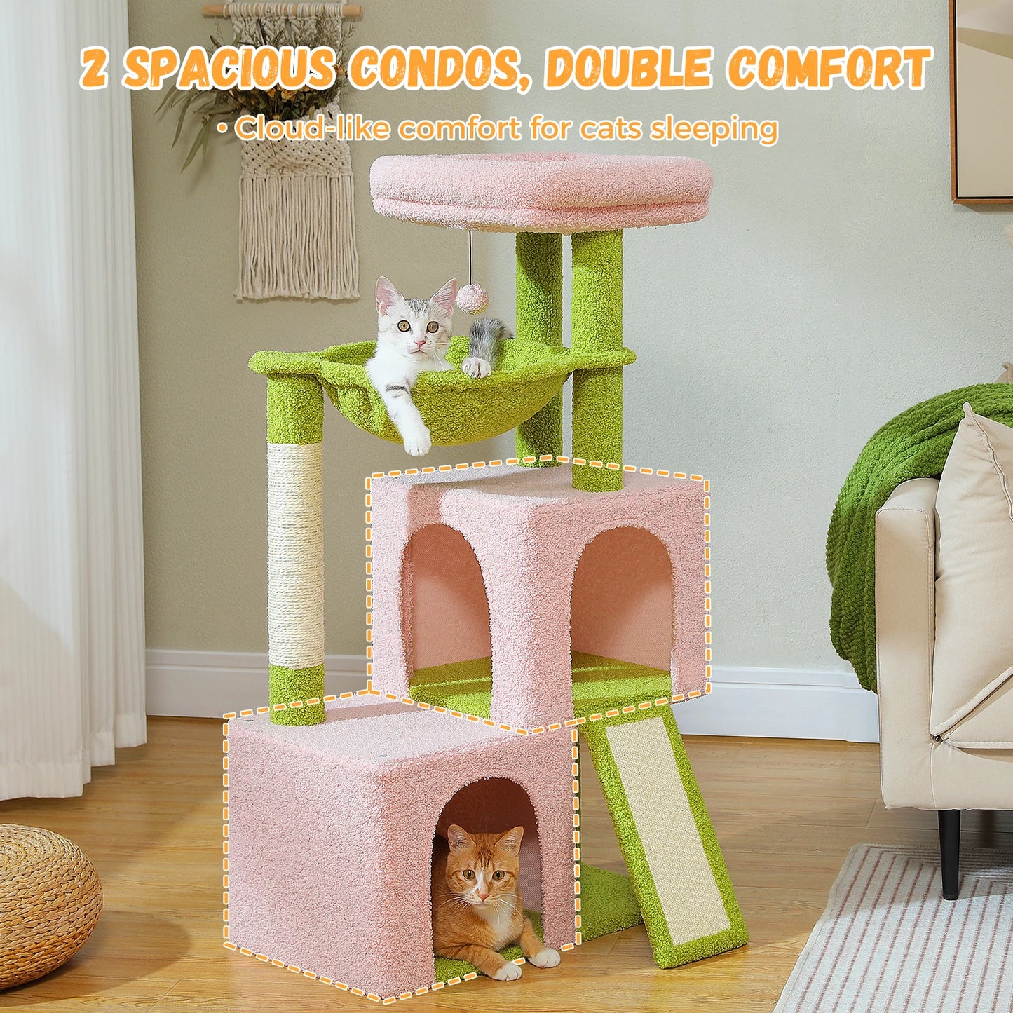 PAWZ Road Cat Tree With Condos And Sisal Scratching Pad