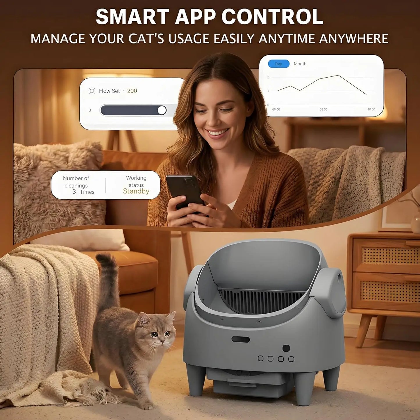 Hifiss Smart Automatic Cat Litter Box With WiFi App Control