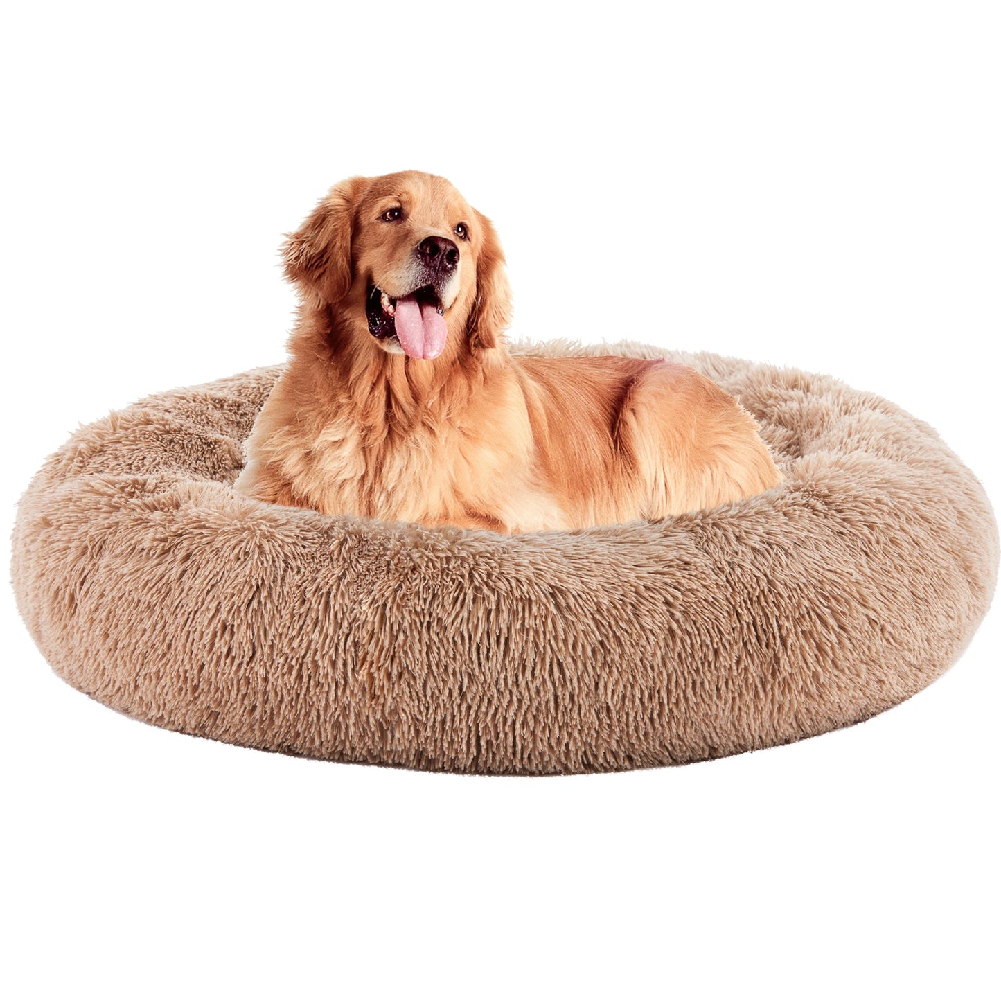 MCQ Round Faux Fur Orthopedic Dog Bed For Indoor Comfort