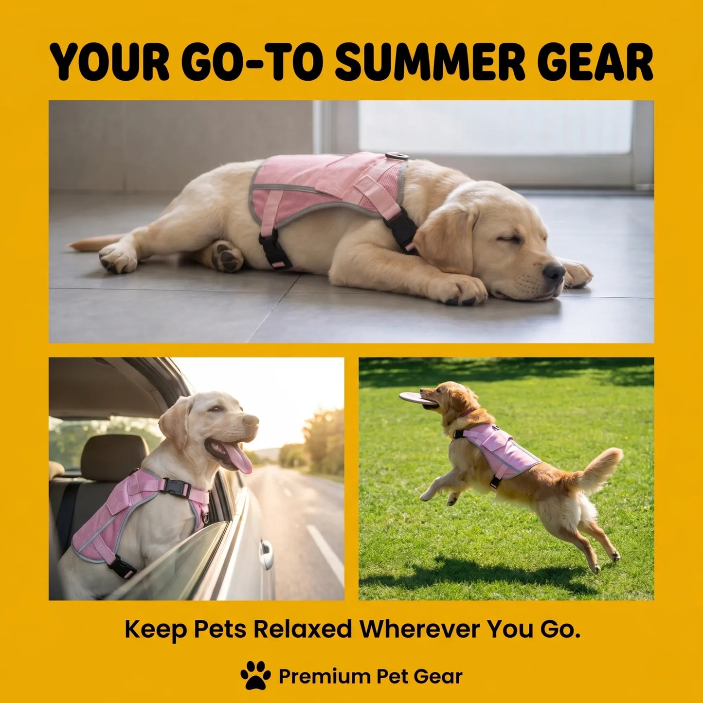 Dog Cooling Vest Harness Jacket With Freeze Activated Packs