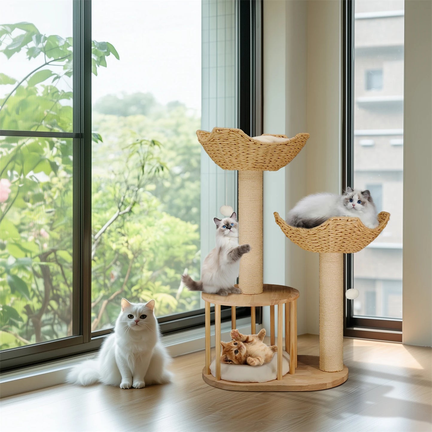 BINGOPAW Three Tier Cat Tree With Plush Cushion