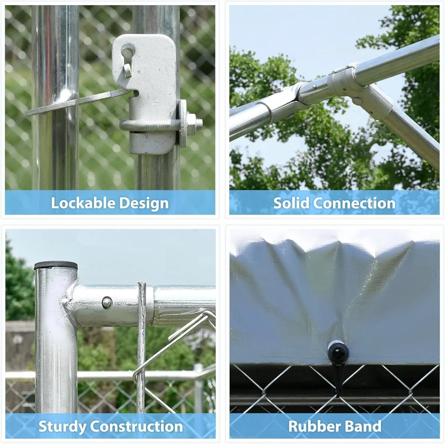 Galvanized Outdoor Dog Kennel With Roof And Locking Run