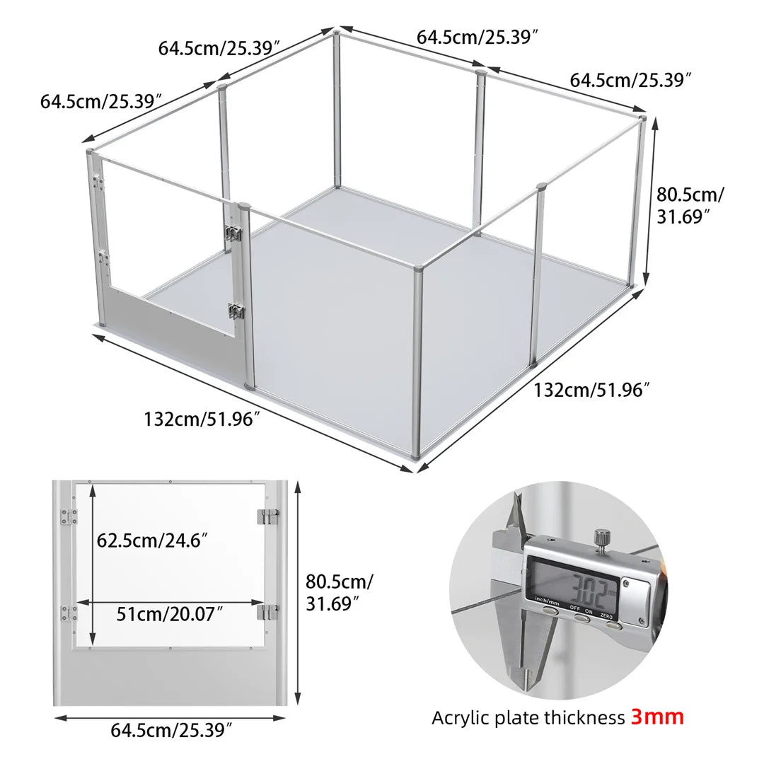 BINGOPAW Indoor Pet Whelping Pen Clear Acrylic Playpen Waterproof Pad