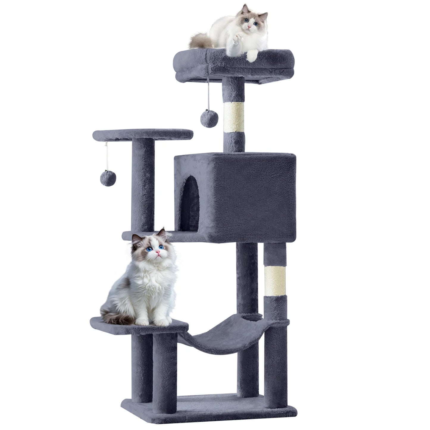 MCQ Cat Tree Tower Four Tier With Natural Sisal Scratching Posts For Indoor Cats