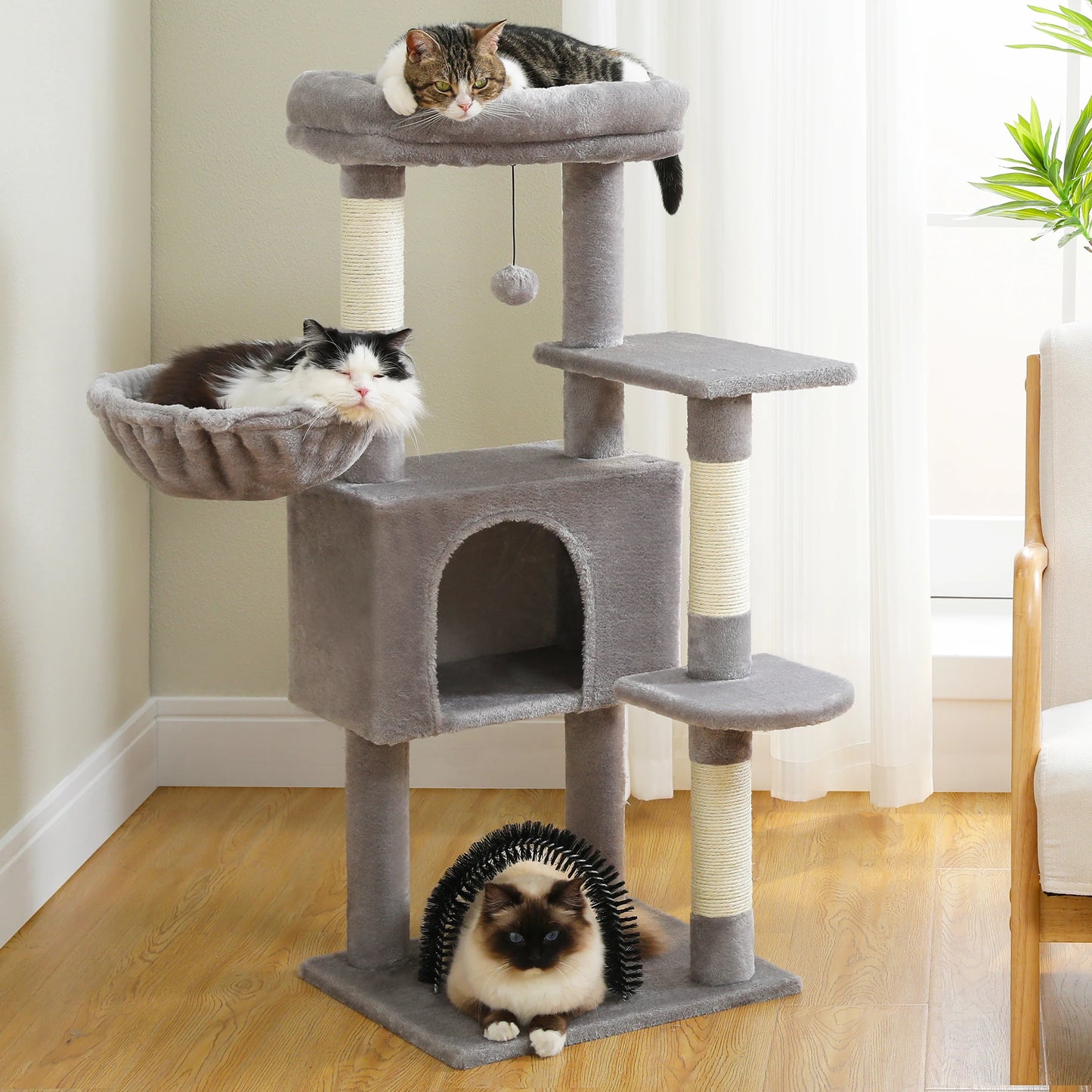 PAWZ Road Cat Tree With Toy Tower And Plush Hammock