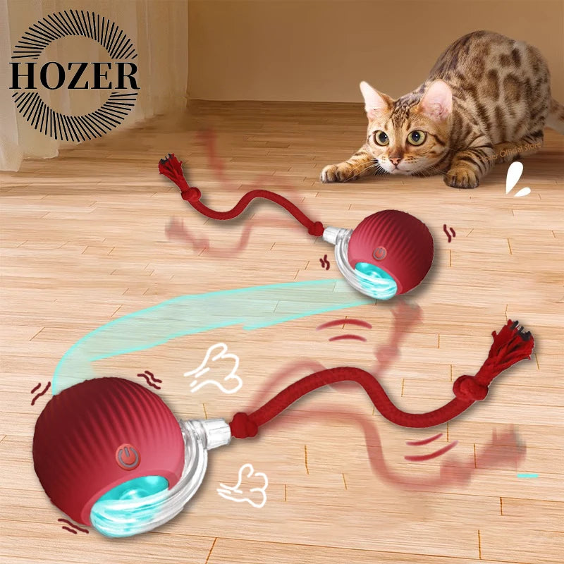 Cat Interactive Ball Toy Automatic Rolling Faux Tail Rechargeable Smart Pet Toy