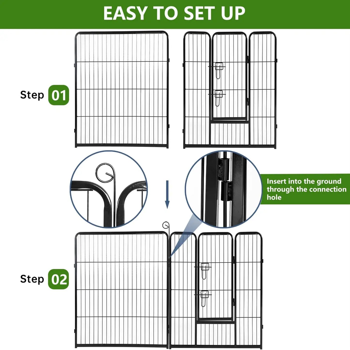 Heavy Duty Dog Playpen 8 Panels Rust Resistant Metal Fence