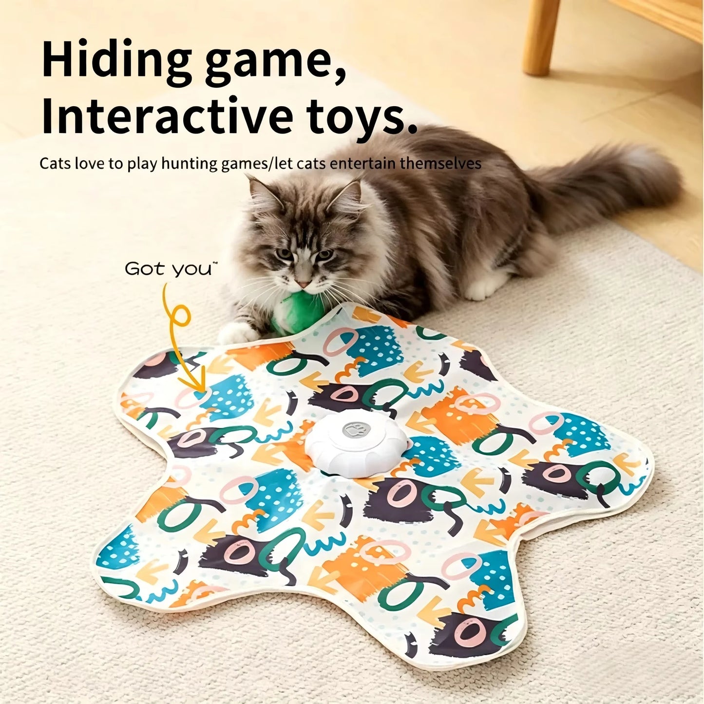 Automatic Interactive Cat Toy Hide And Seek Moving Feather Chirp