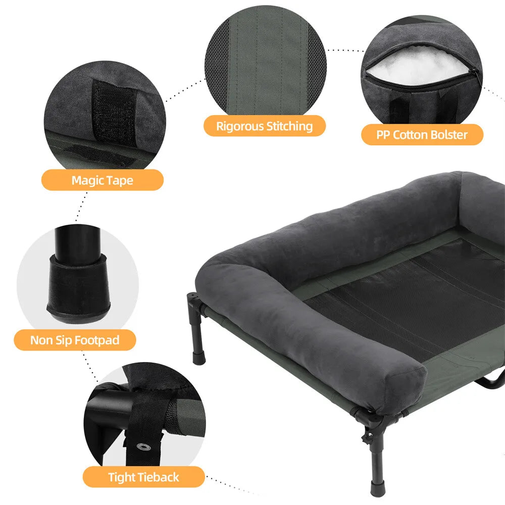BORWART CN Outdoor Raised Dog Bed With Cooling Plush Mat