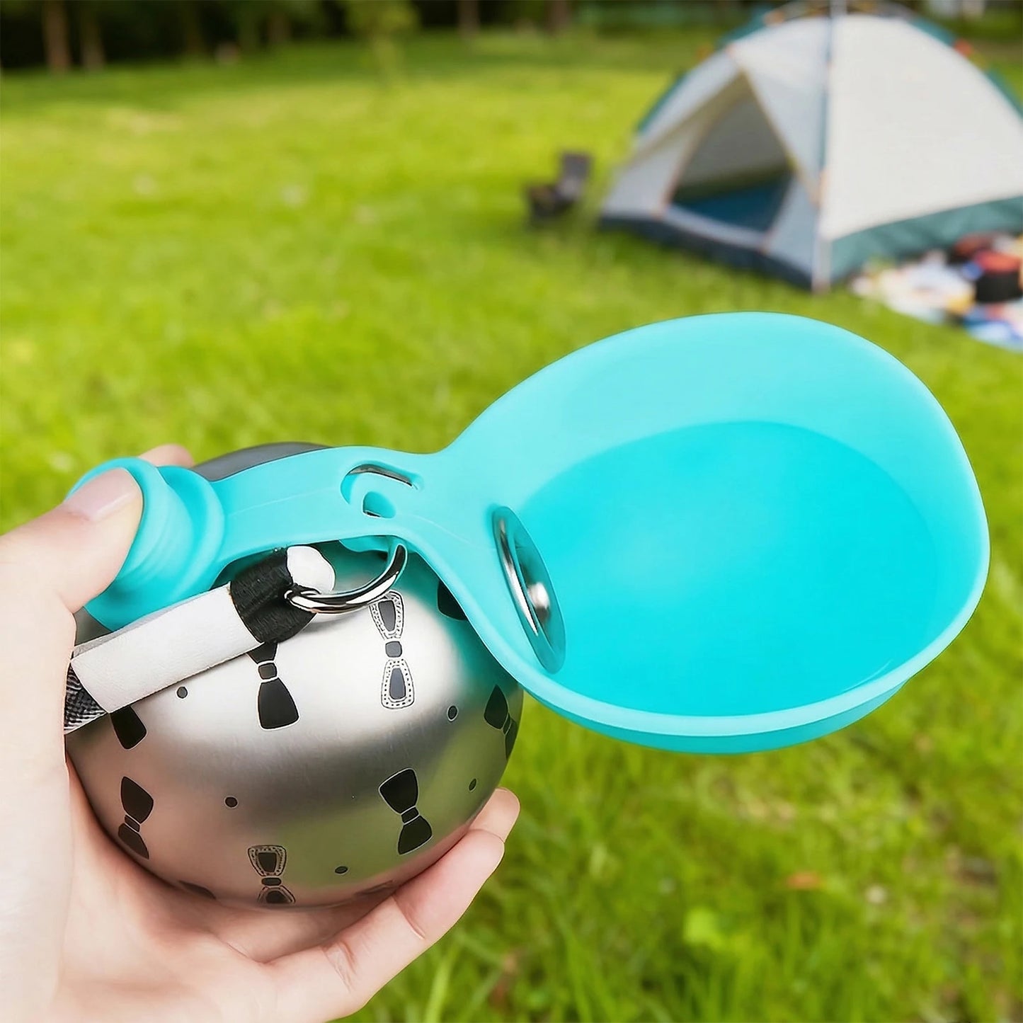 2-In-1 Dog Water Bottle With Silicone Bowl Stainless Steel Travel