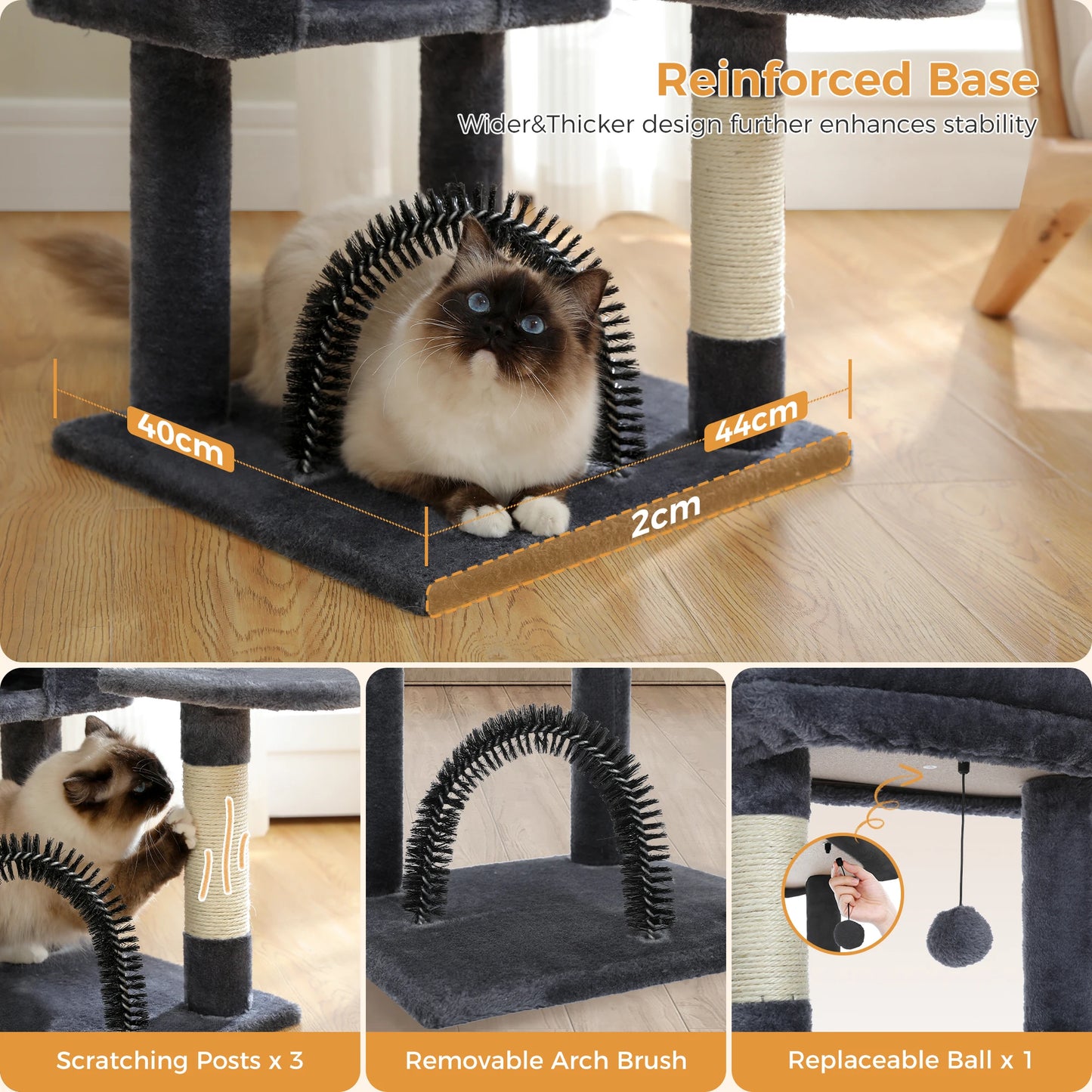 PAWZ Road Cat Tree With Toy Tower And Plush Hammock